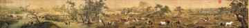 one hundred of horses lang shining traditional Chinese Oil Paintings